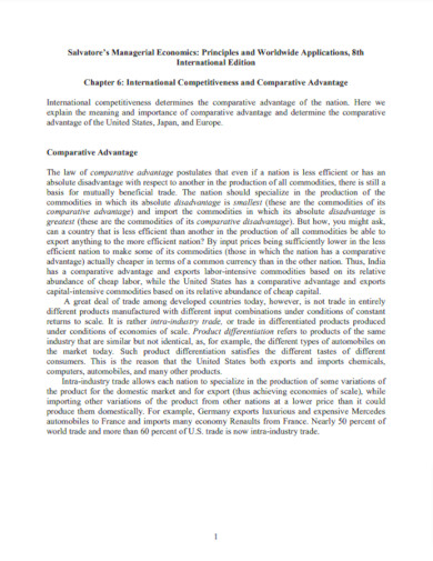 international competitiveness and comparative advantage