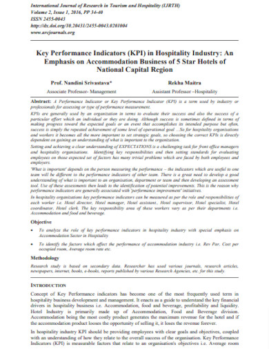key performance indicators in hospitality industry