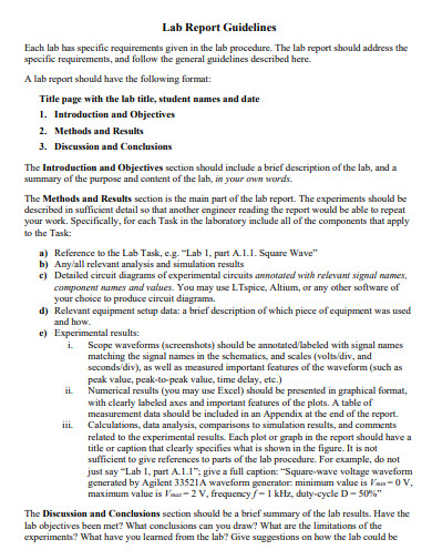 Lab Report Guidelines Example