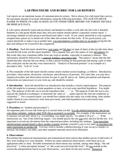 Lab Report Procedure