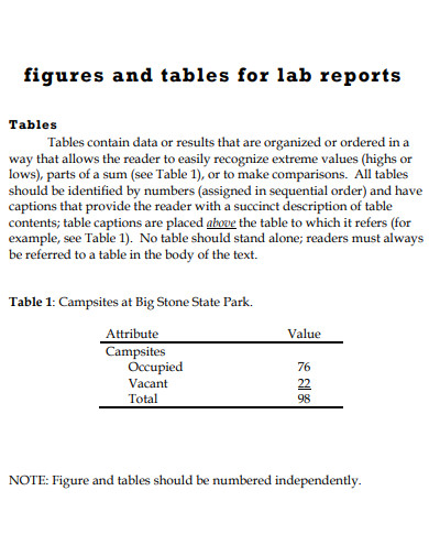 Lab Report Table