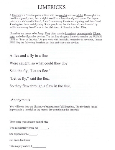 30+ Limerick Poem Examples in PDF | Examples