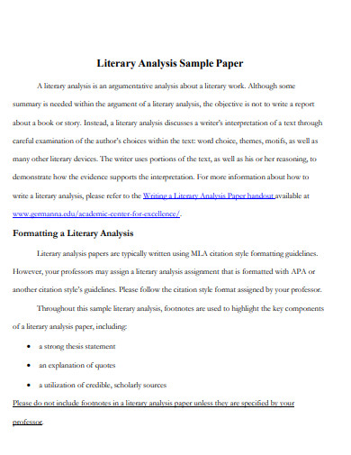 literary analysis sample paper
