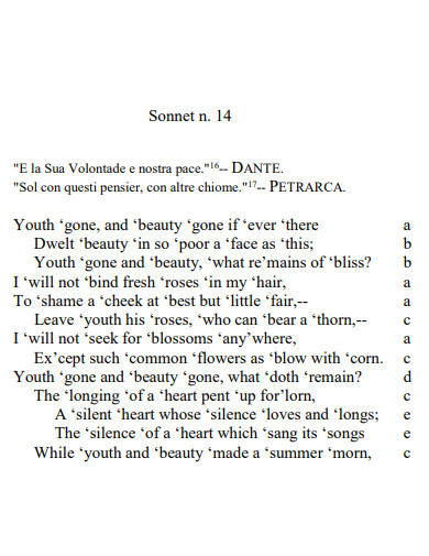 love sonnet poem example