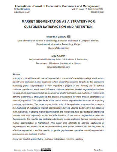 market segmentation as a strategy for customer satisfaction and retention