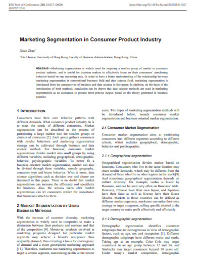 marketing segmentation in consumer product industry