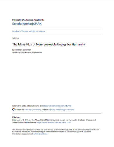 mass flux of non renewable energy for humanity