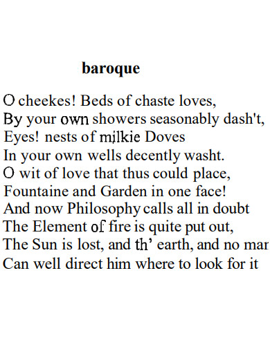 medival baroque poem example