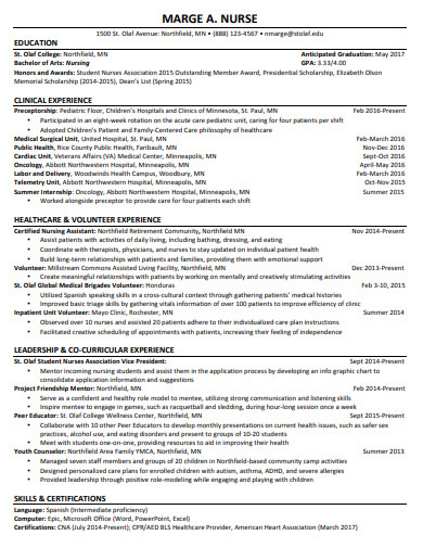 mental health nursing resume example