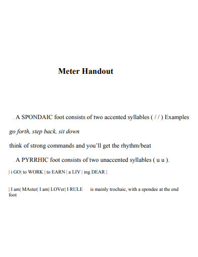 meter poem handout example