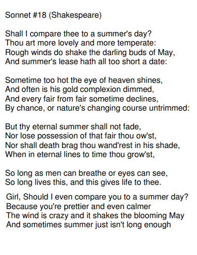 nature sonnet 18 poem example