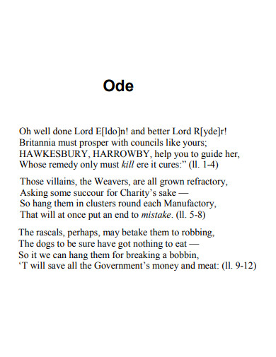 ode poem layout example