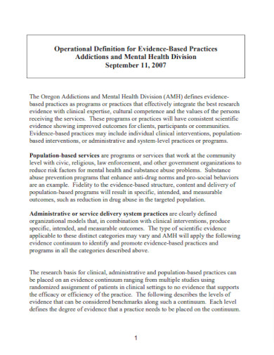 operational definition for evidence based practices