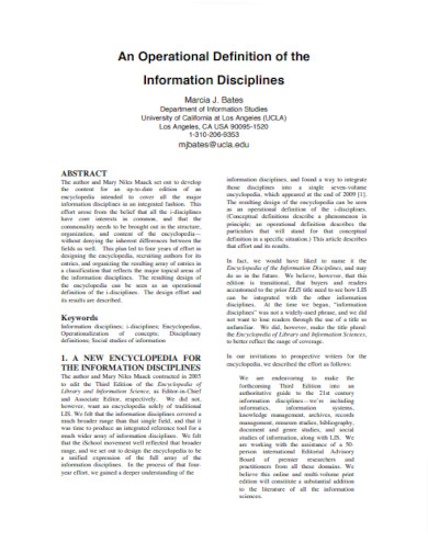 operational definition of the information disciplines