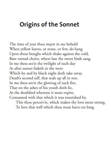 origin of sonnet poem example