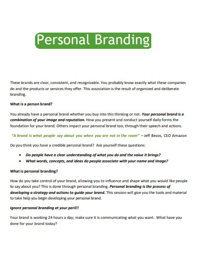 personal brand statement in pdf