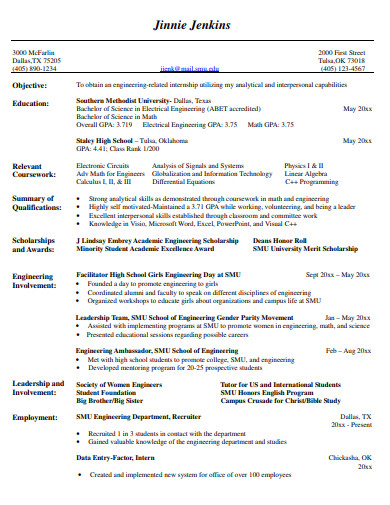 personal high school students resume