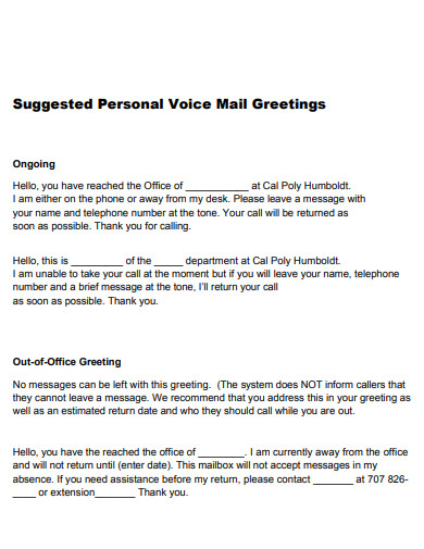 personal voicemail greeting
