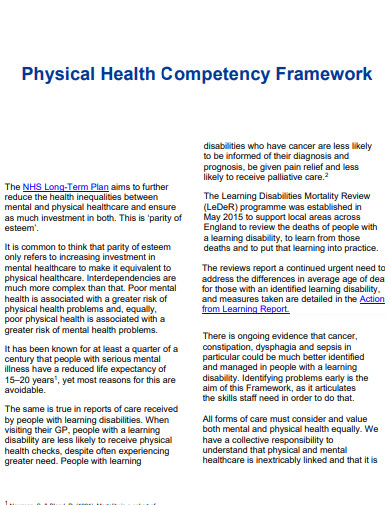 physical health competency framework