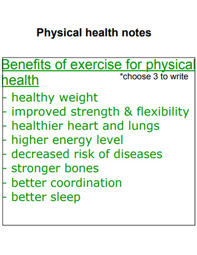 physical health notes