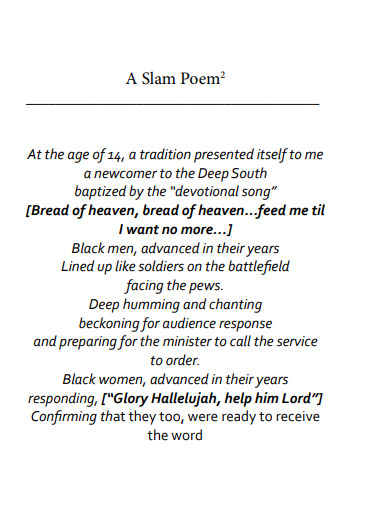 Slam Poetry - 30+ Examples, Format, How to Write, PDF