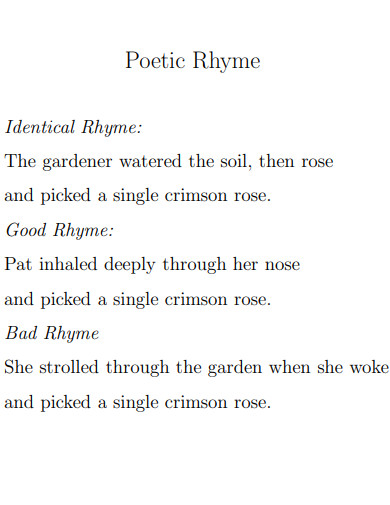 Poetic Rhyme Example