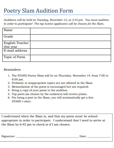 poetry slam audition form example