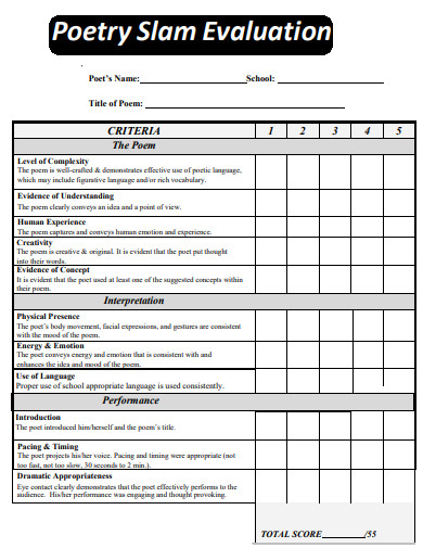 Poetry Slam Evaluation Example