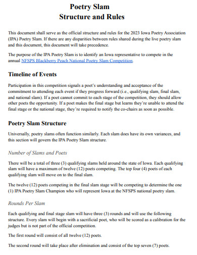 Poetry Slam Structure Example