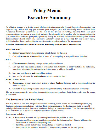 Policy Memo Executive Summary