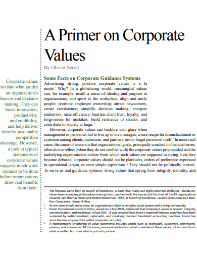 primer company values example