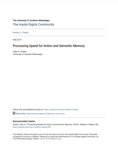 processing speed for action and semantic memory
