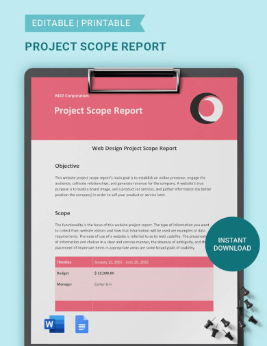 project scope report template