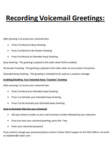recording voicemail greeting