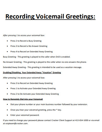 Recording Voicemail Greeting