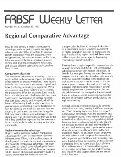 regional comparative advantage example