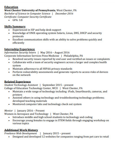 research student resume