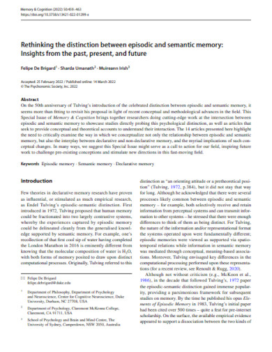 Rethinking the Distinction Between Episodic and Semantic Memory