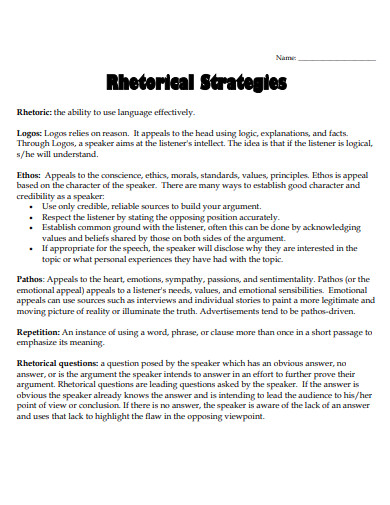 rhetorical strategies template