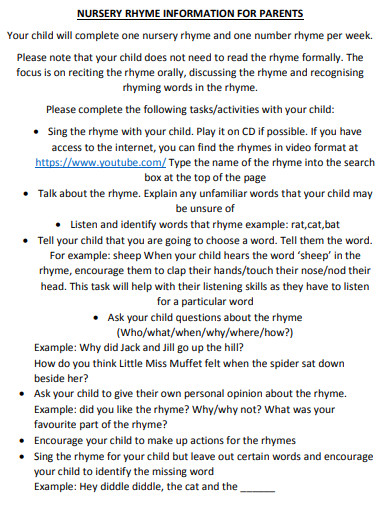 rhyme information for parents example