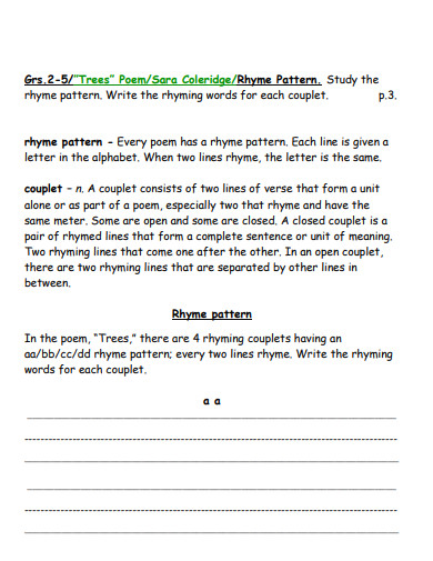 rhyme scheme pattern example