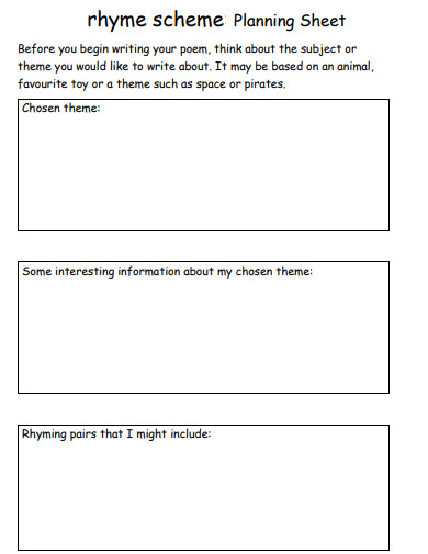 rhyme scheme planning sheet example