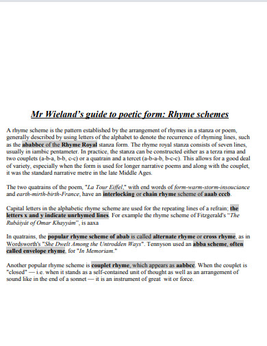 28+ Rhyme Scheme Examples in PDF | Examples