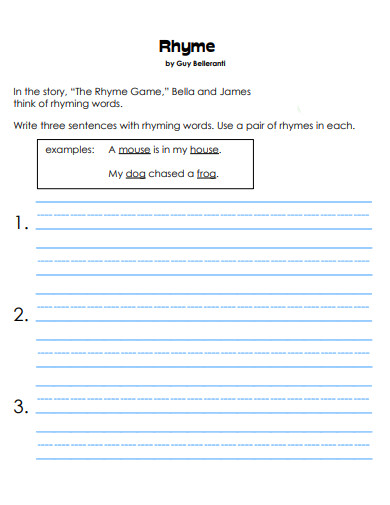 Rhyme Worksheet Example