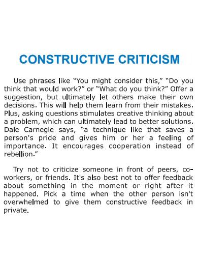 sample constructive criticism