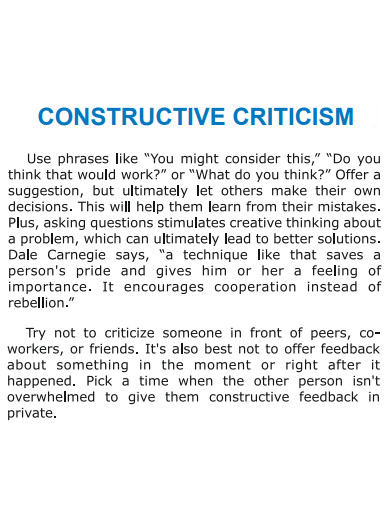 constructive criticism essay examples