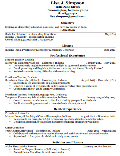 secondary teacher resume example