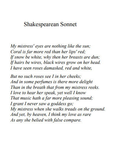 Shakespearean Sonnet Poem Example