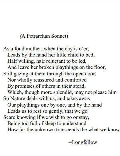short sonnet poem example