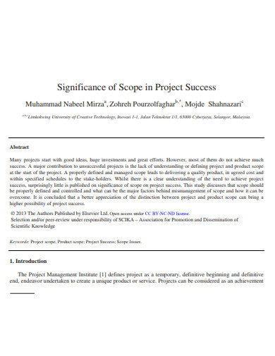 significance of project scope example